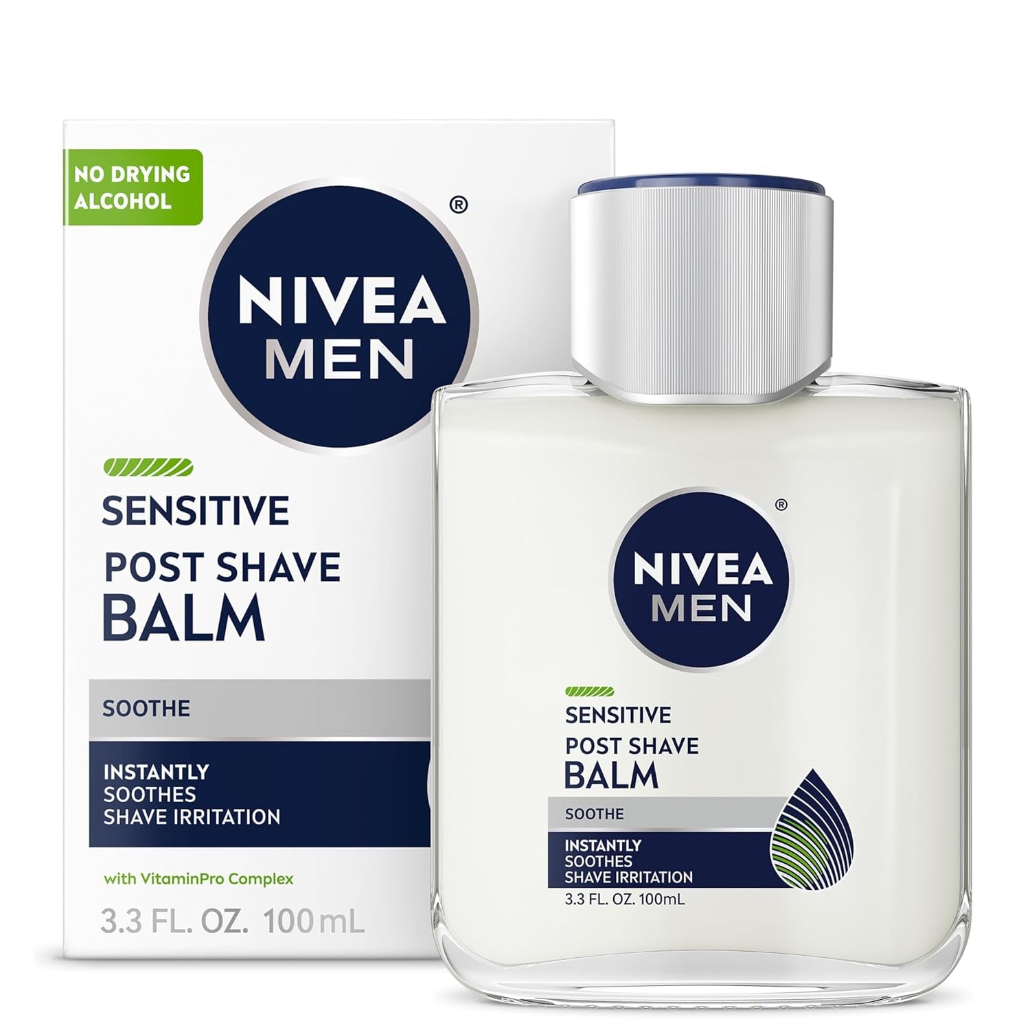 MEN Sensitive Post Shave Balm, with Vitaminpro Complex, Alcohol Free after Shave Balm for Men, 3.3 Fl Oz Bottle